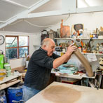 John Higgins at work in his studio 2018